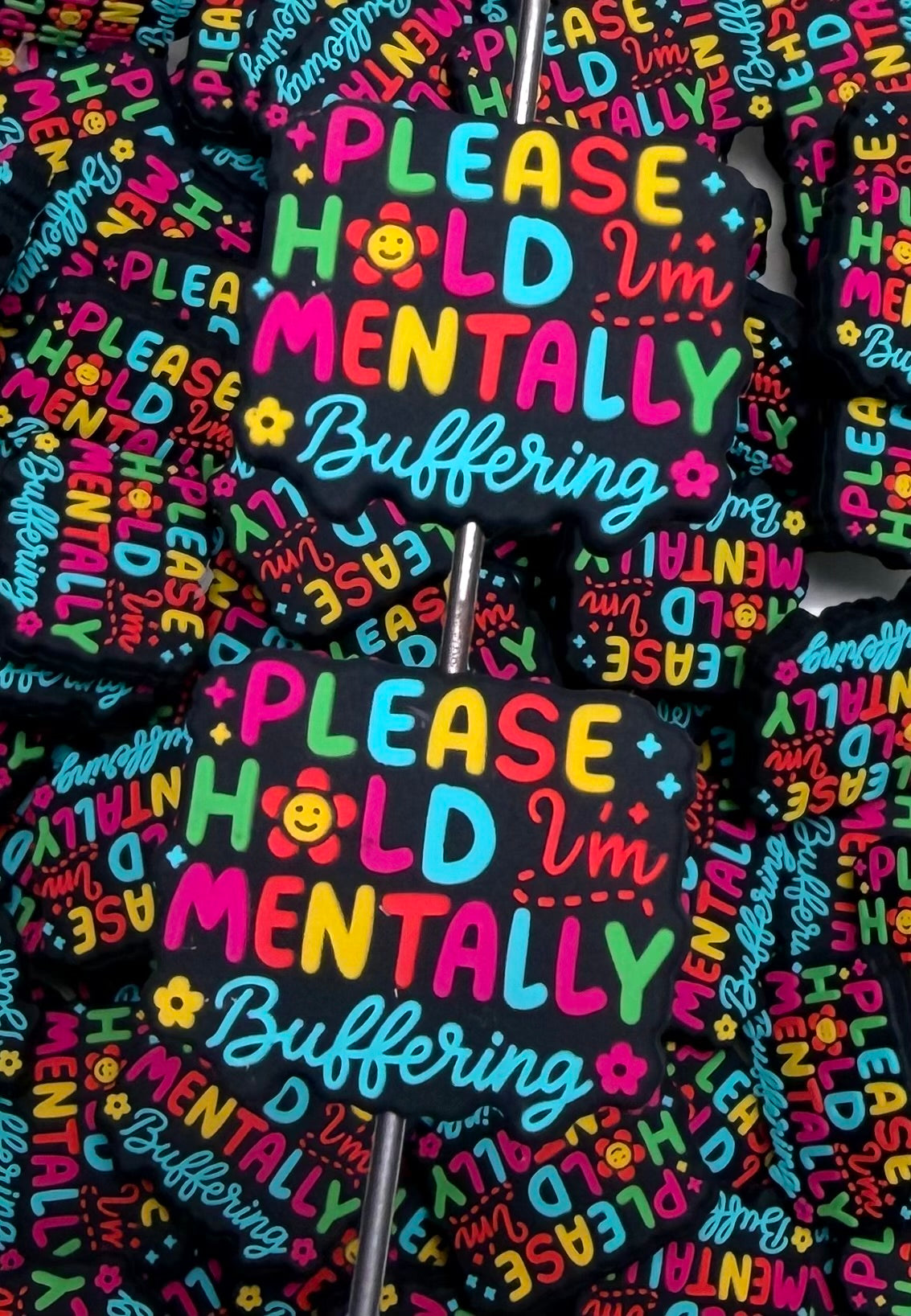 Q- Please Hold I'm Mentally Buffering Focal Bead, Quote Focal Beads