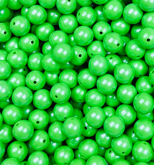 15mm Opal Green Round Silicone Beads