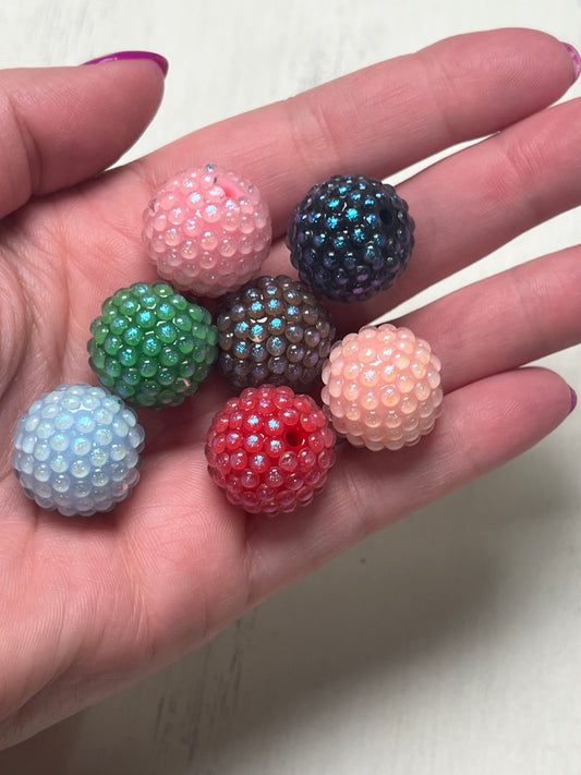 20mm Rhinestone PEARL Mermaid Round Acrylic Beads