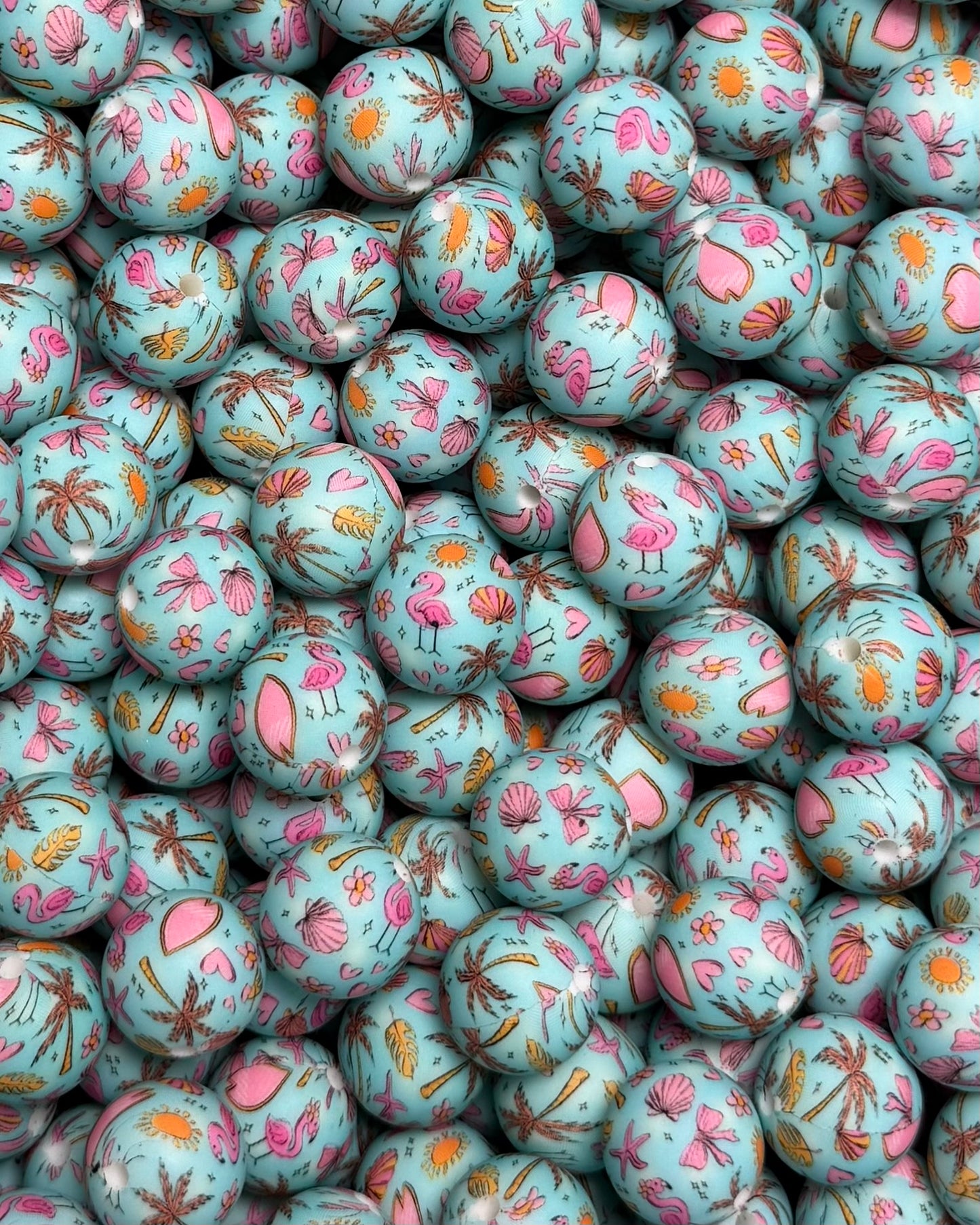 15mm Print Flamingo Fun EXCLUSIVE Silicone Bead, Summer Print Bead