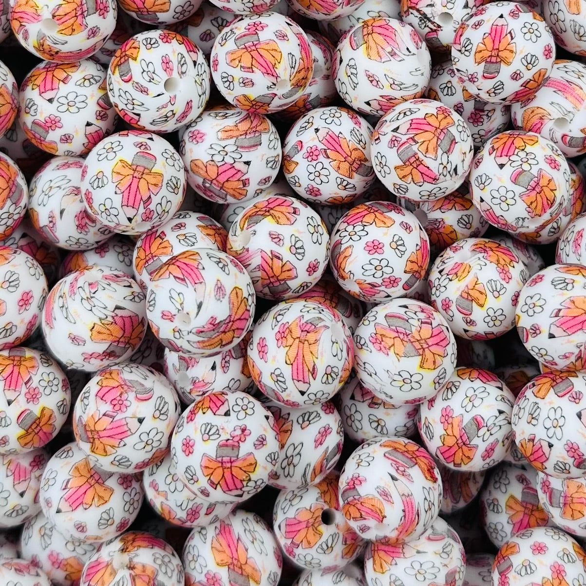 15mm Print Pretty Pencils EXCLUSIVE Silicone Beads