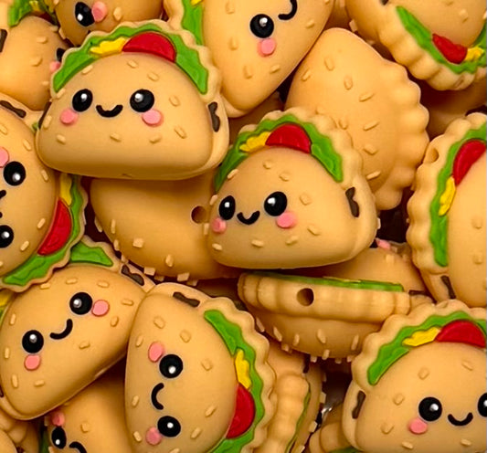 3D Taco Focal Bead, **NOT FOR TEETHING** 3D Food Focal Bead