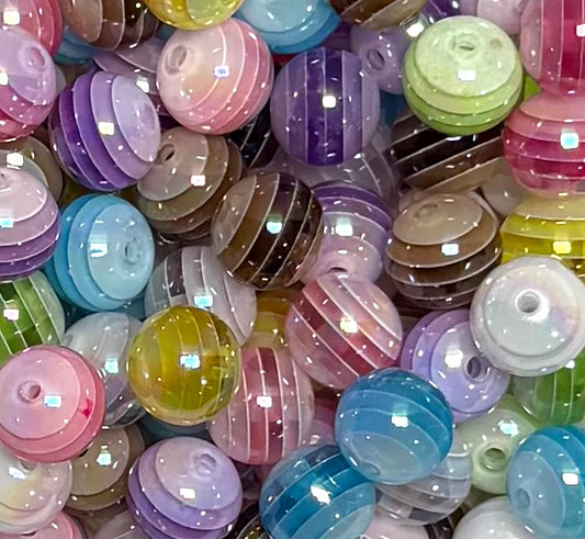 *Bead Mix- #235 16mm Stripe Rhinestone Acrylic Bead Mix