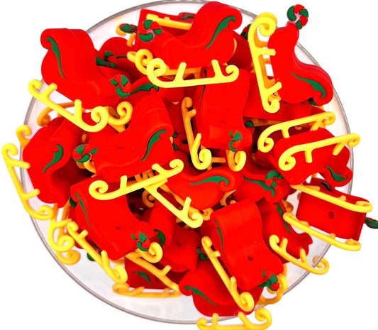 3D Sleigh Silicone Focal Bead,**NOT FOR TEETHING** 3D Shape Silicone Bead