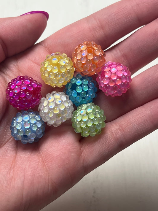 16mm Rhinestone IRIDESCENT PEARL Round Acrylic Beads