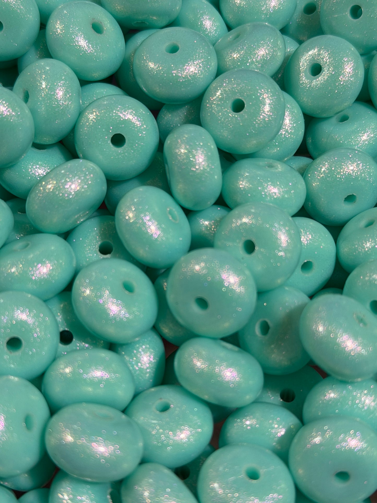 14mm ABACUS OPAL Aqua Silicone Beads