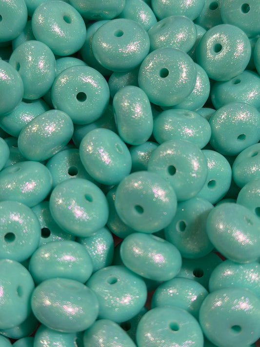 14mm ABACUS OPAL Aqua Silicone Beads