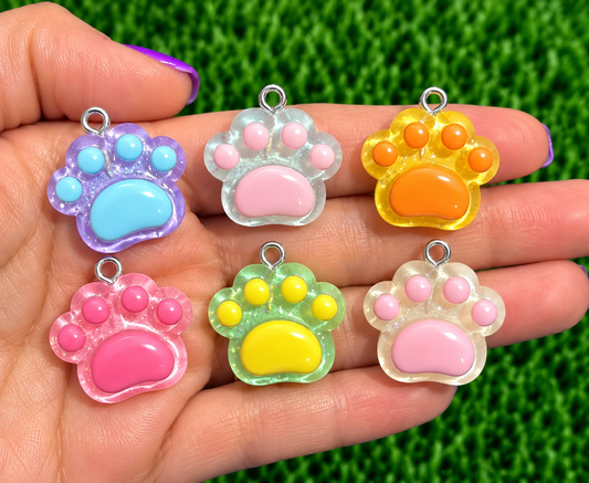 *Bead Mix #591- Glitter Paws Resin Charms, Bag Charms