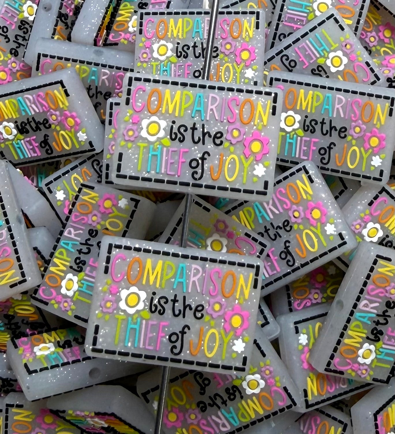 Q- Comparison is the Thief of Joy EXCLUSIVE Focal Bead, Quote Focal Bead