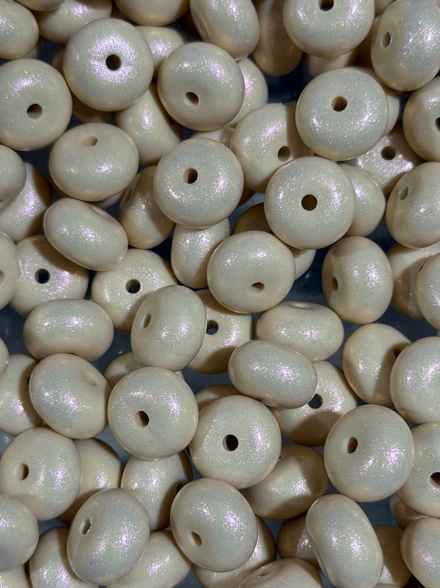 14mm ABACUS OPAL Cream Silicone Beads