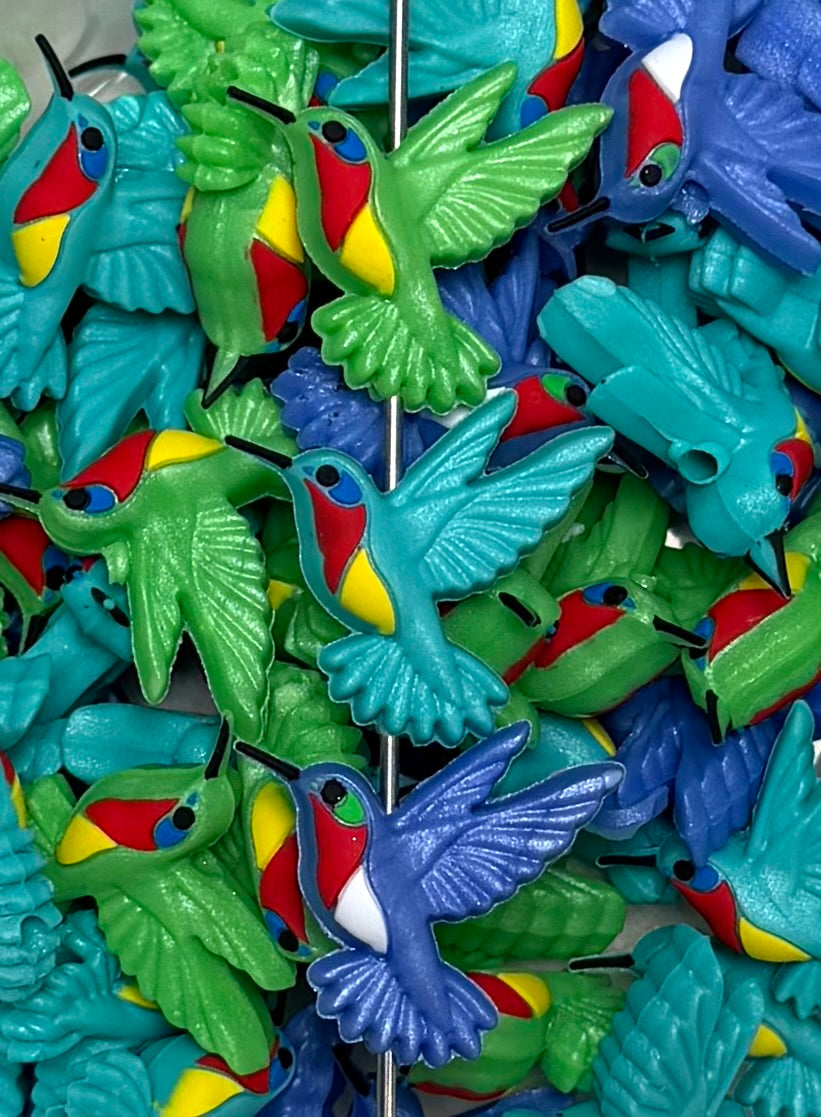 3D Humming Bird Focal Bead, **NOT FOR TEETHING** 3D Animal Focal Bead