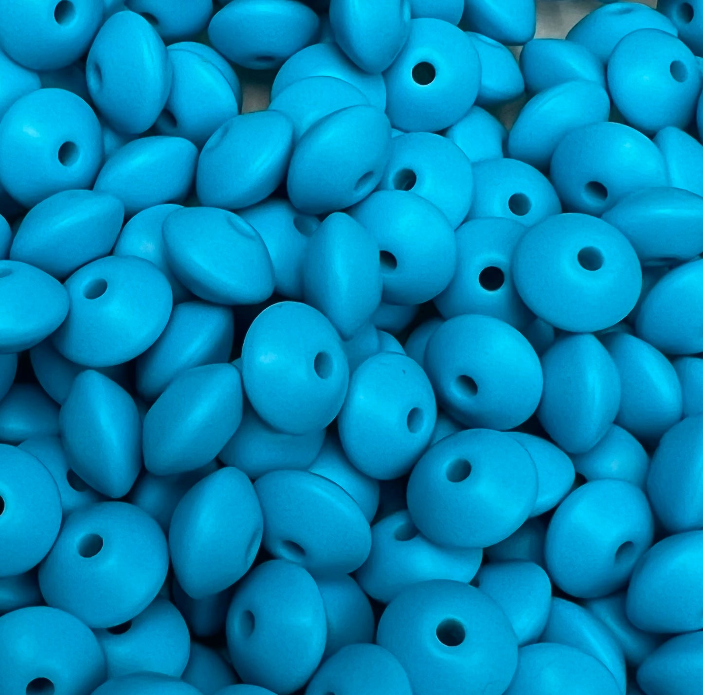 12mm Lentil Solid Seaside Silicone Beads