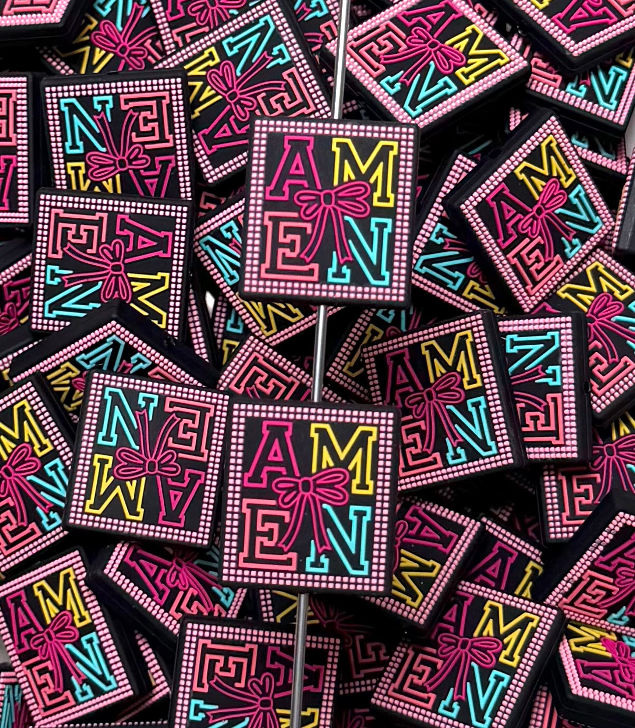 R- Amen Focal Bead, Religious Focal Bead – The Silicone Bead Store LLC