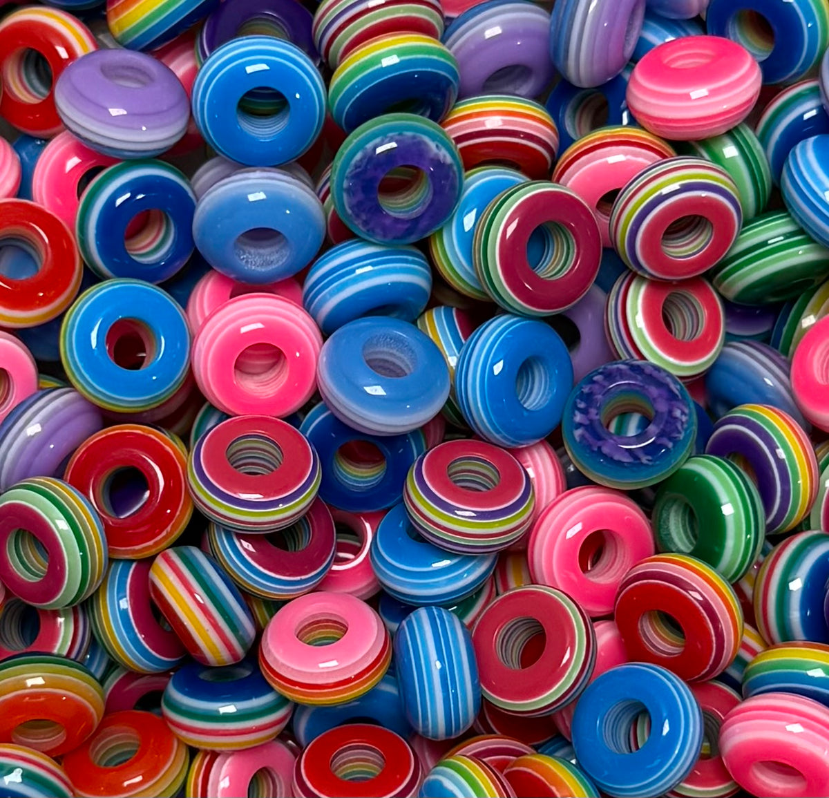 *Bead Mix- #302 Stripes Acrylic Abacus Spacers- Pack of 5
