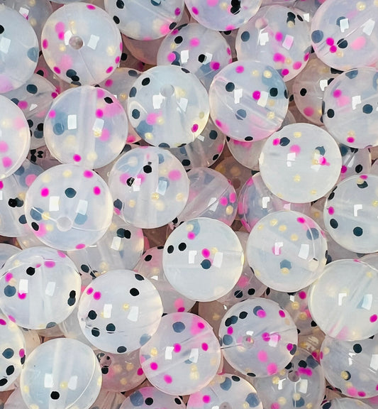 15mm Confetti NEW YEAR EXCLUSIVE  Round Silicone Beads