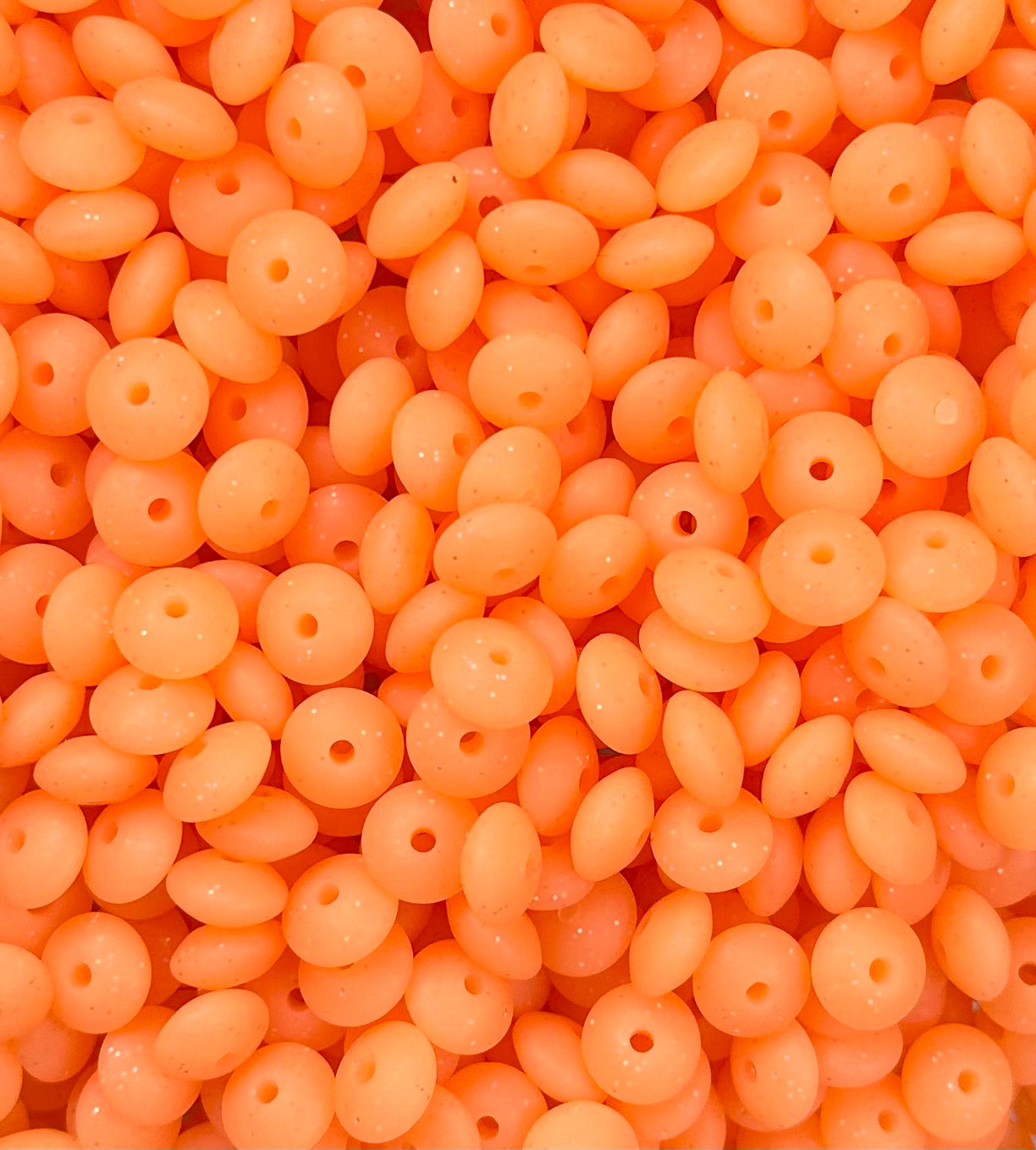 12mm Lentil Glitter Orange Silicone Beads