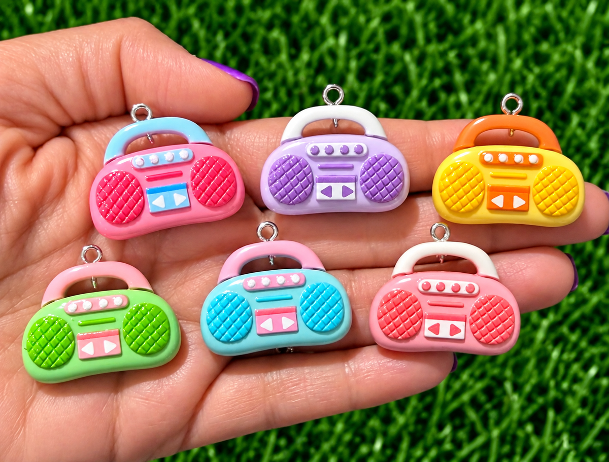 *Bead Mix #586- Boom Box Radio Resin Charms, Bag Charms