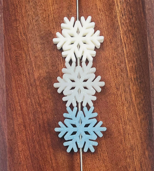 3D Snowflake EXCLUSIVE Silicone Focal Bead, Christmas Silicone Bead, Winter Silicone Bead