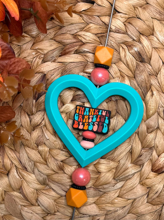 *Bead Kit #535- Retro Thankful Grateful DIY Car Charm Silicone Bead Kit, Fall Car Charm Kit