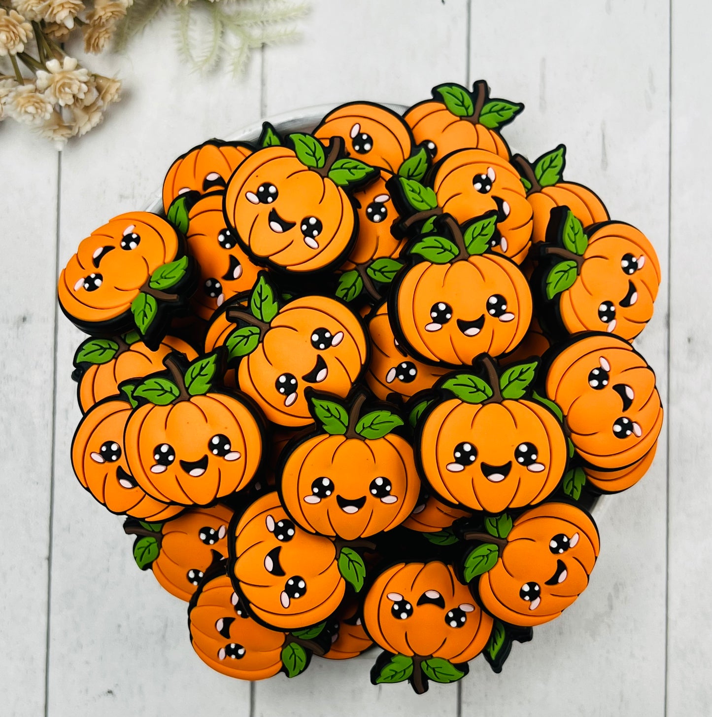 Happy Jack Pumpkin Silicone Focal Bead, Halloween Silicone Bead