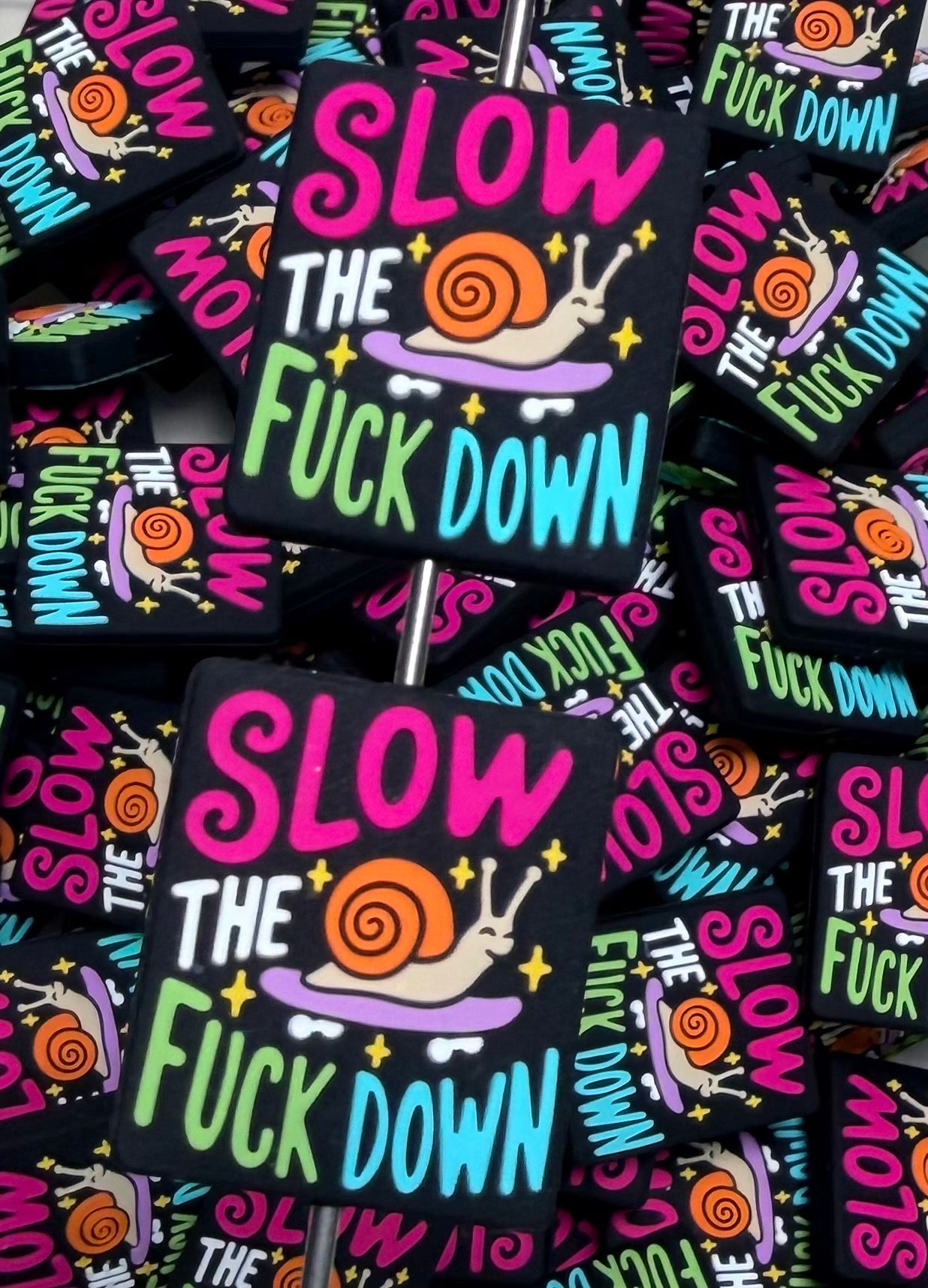 Q- Slow The F--- Down Focal Bead, Quote Focal Beads