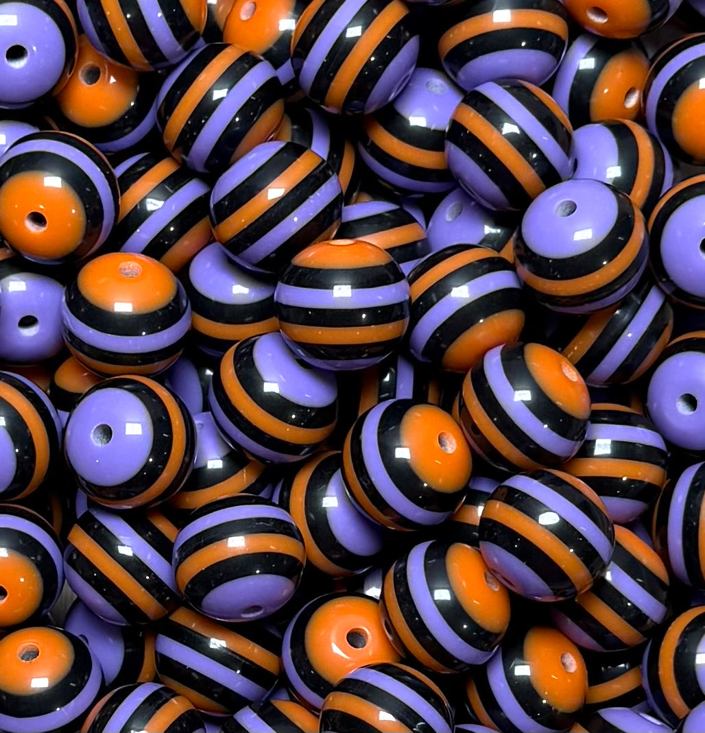 20mm Halloween STRIPES Rhinestone Round Acrylic Beads