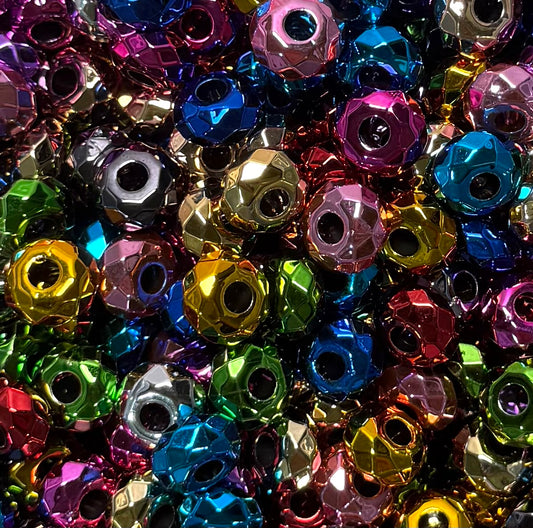 *Bead Mix- #326 Metallic Disco Abacus Spacers- Pack of 5, Large Hole Beads, European Beads