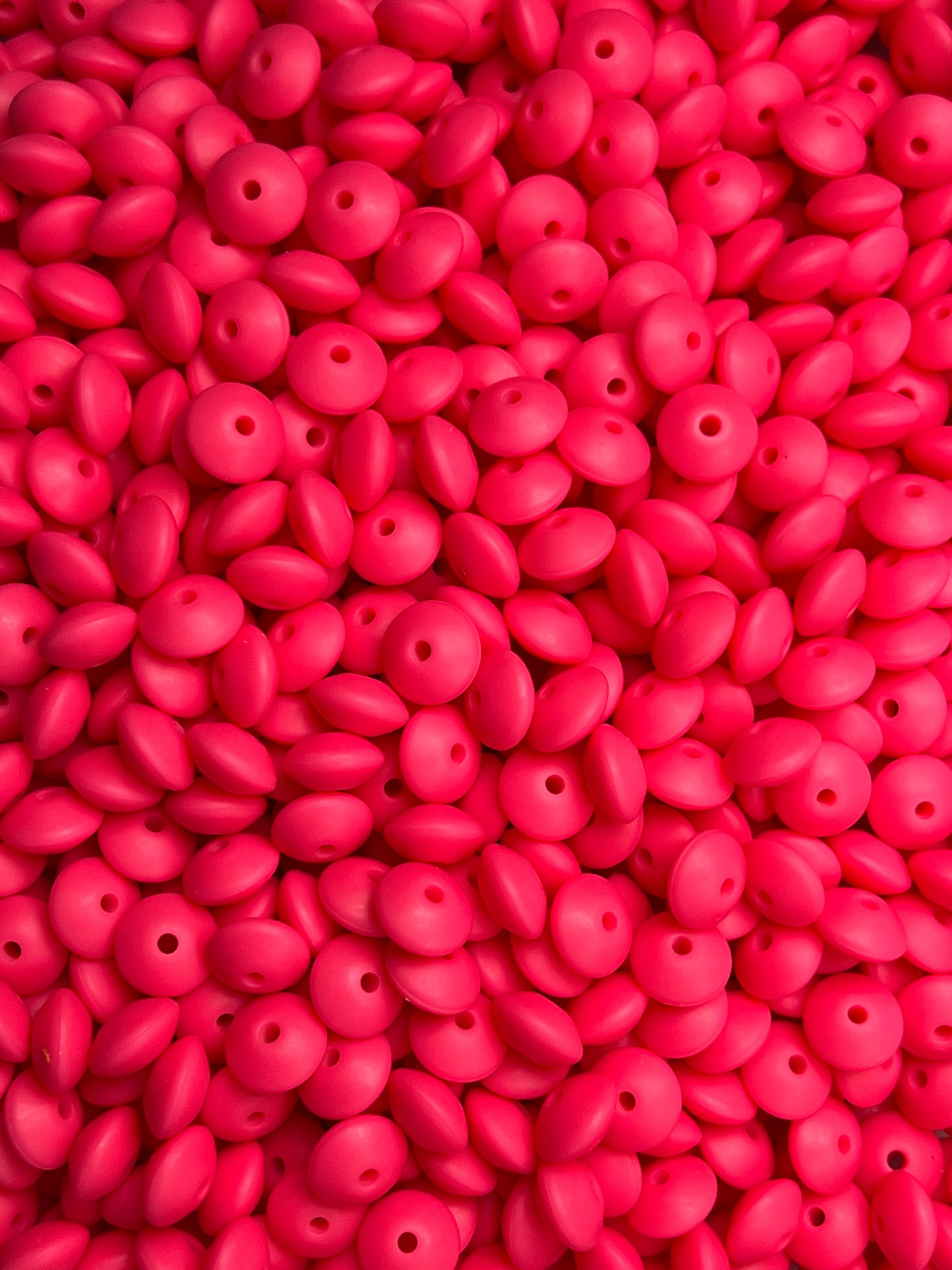 12mm Lentil Rosado Silicone Beads