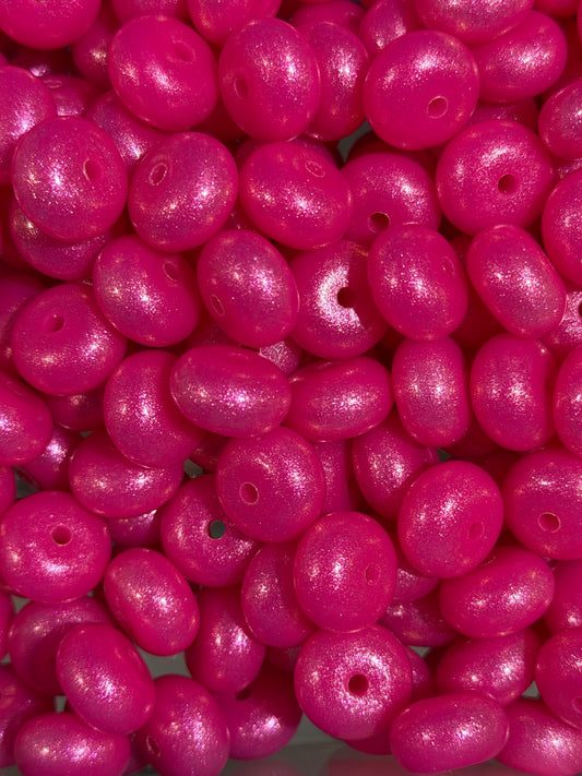 14mm ABACUS OPAL Hot Pink Silicone Beads