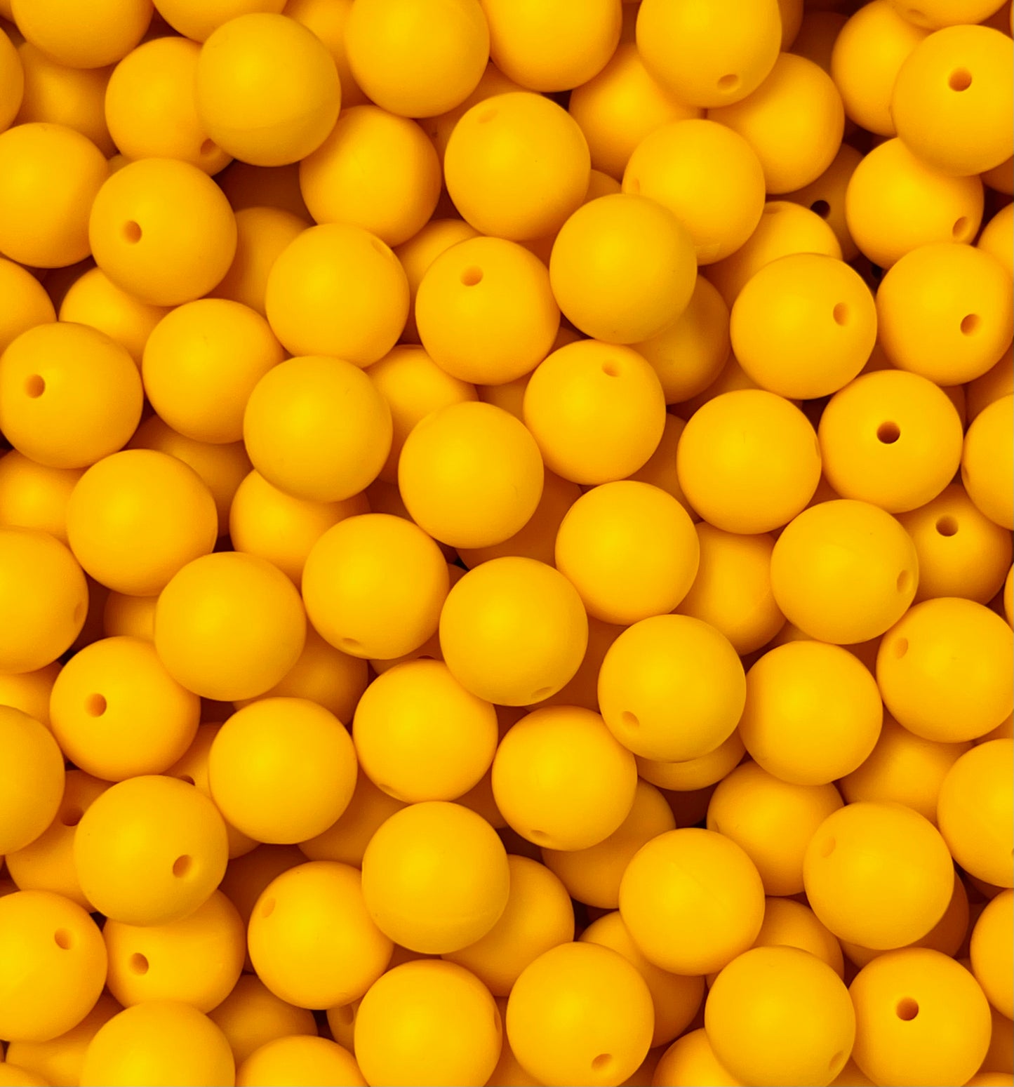 15mm Solid Canary Yellow Round Silicone Beads