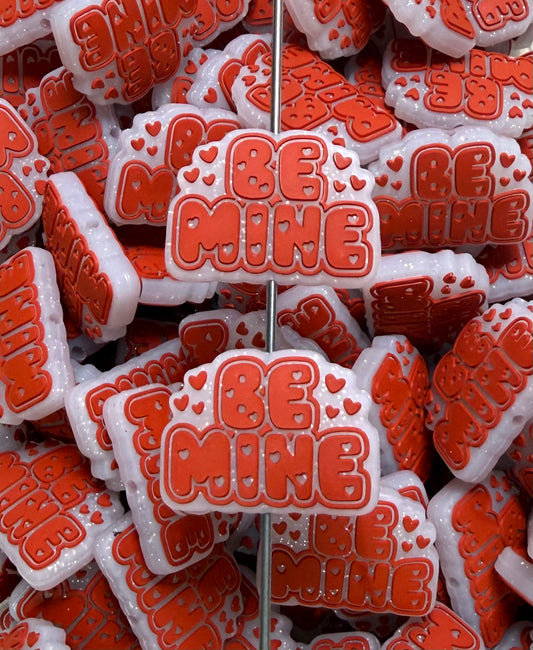 V- Glitter Be Mine EXCLUSIVE Focal Silicone Bead, Valentines Day Focal Bead