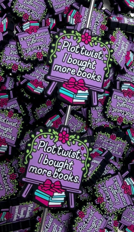 B- Plot Twist: I Bought More Books Silicone Focal Bead, Book Silicone Bead