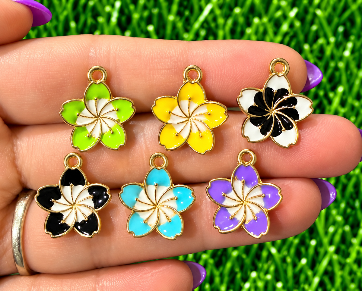 *Bead Mix #620 Plumeria Flower Charms, Bag Charms
