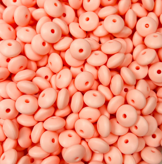 12mm Lentil Solid Sassy Peach Silicone Beads