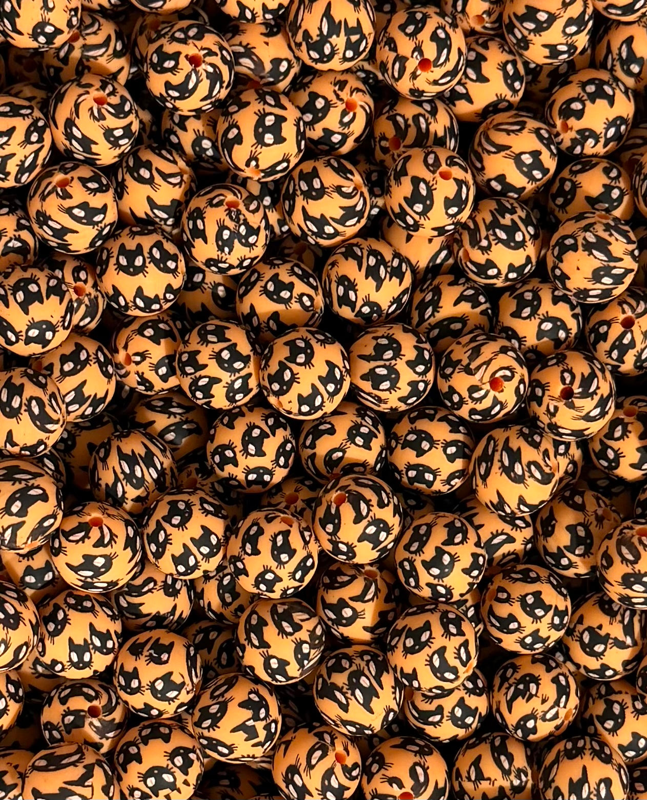 15mm Print Halloween CATS EXCLUSIVE Round Silicone Beads