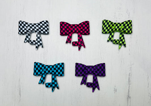 Y- Straw Topper - Checker Printed Bow, Tumbler Accessory
