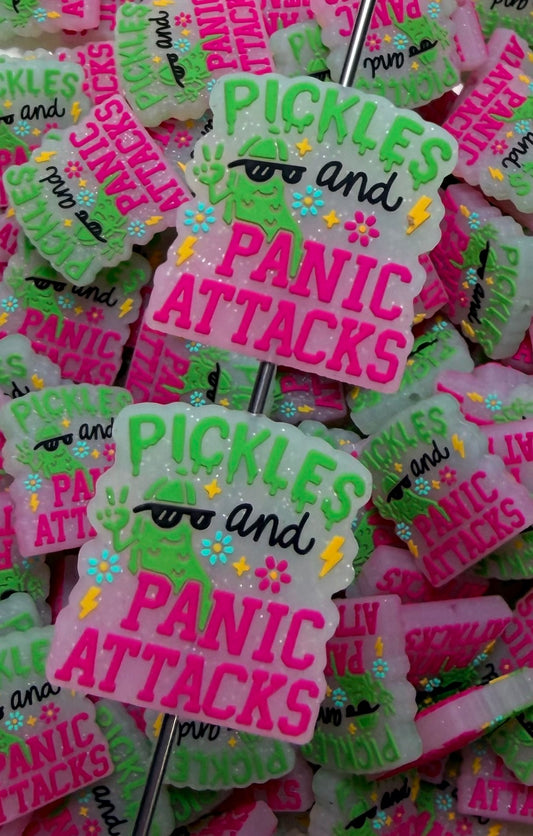 D- Pickles and Panic Attacks Silicone Focal Bead, Food Shape Silicone Bead