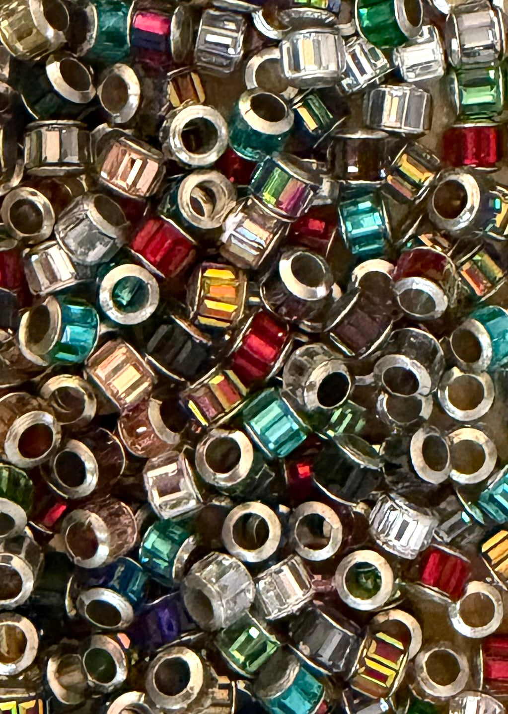 *Bead Mix- #306 Small Sparkly Barrel Acrylic Abacus Spacers- Pack of 10