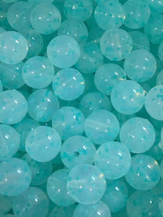 15mm Confetti Turquoise EXCLUSIVE  Round Silicone Beads
