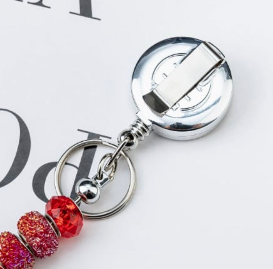 *Beadable SPARKLY Badge Reels with Pocket Clip