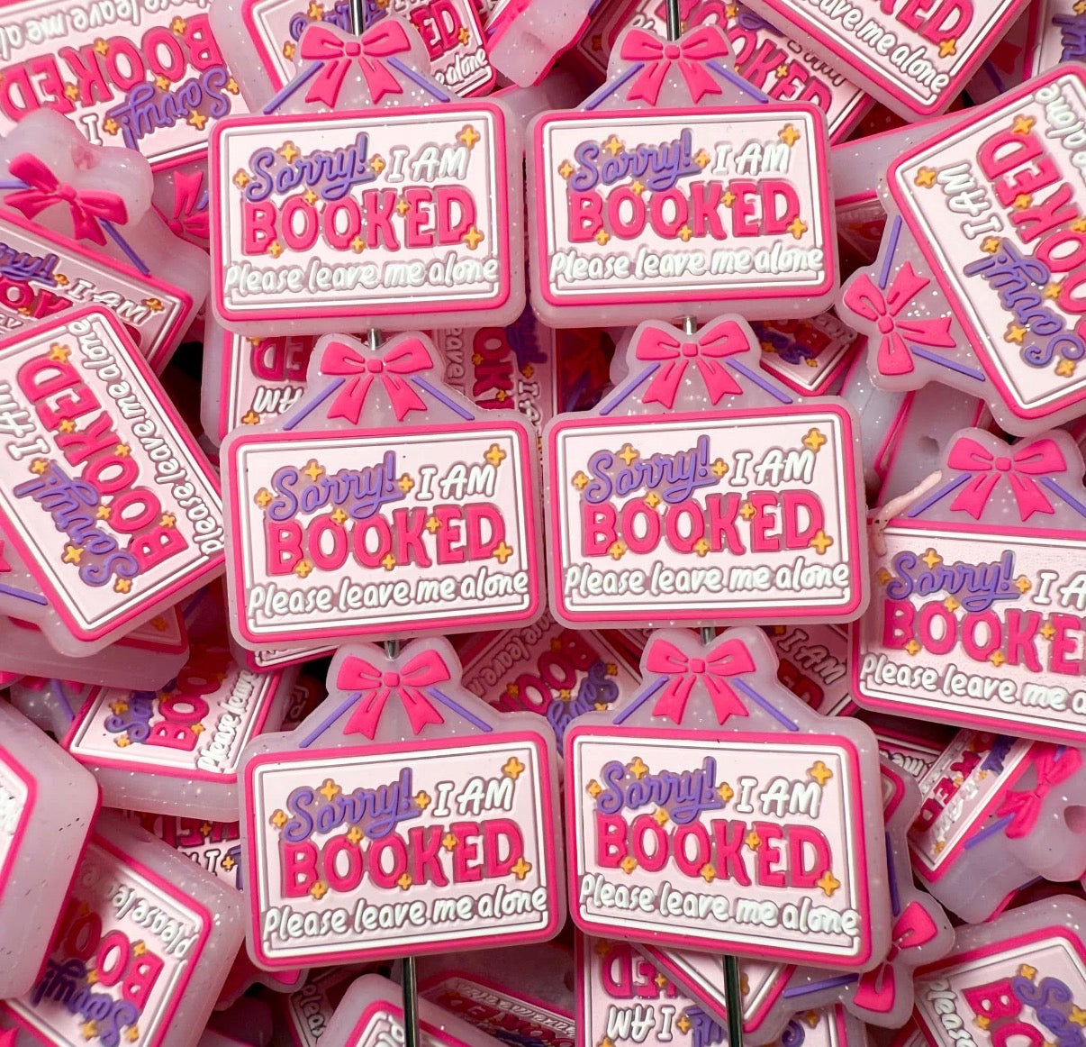 B- Sorry I am Booked EXCLUSIVE Silicone Focal Bead, Book Silicone Bead