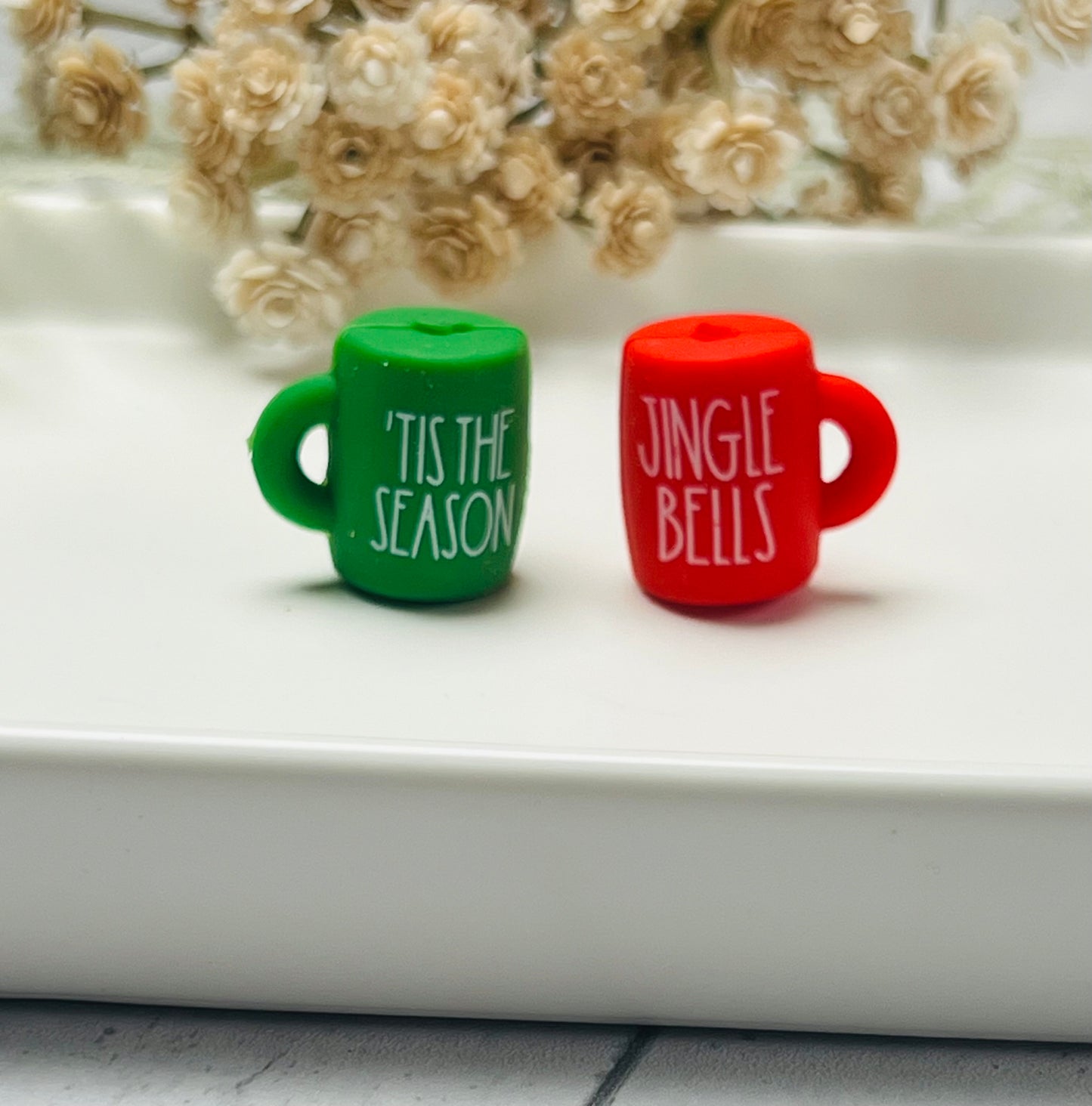 3D Christmas Coffee Mug Silicone Focal Bead