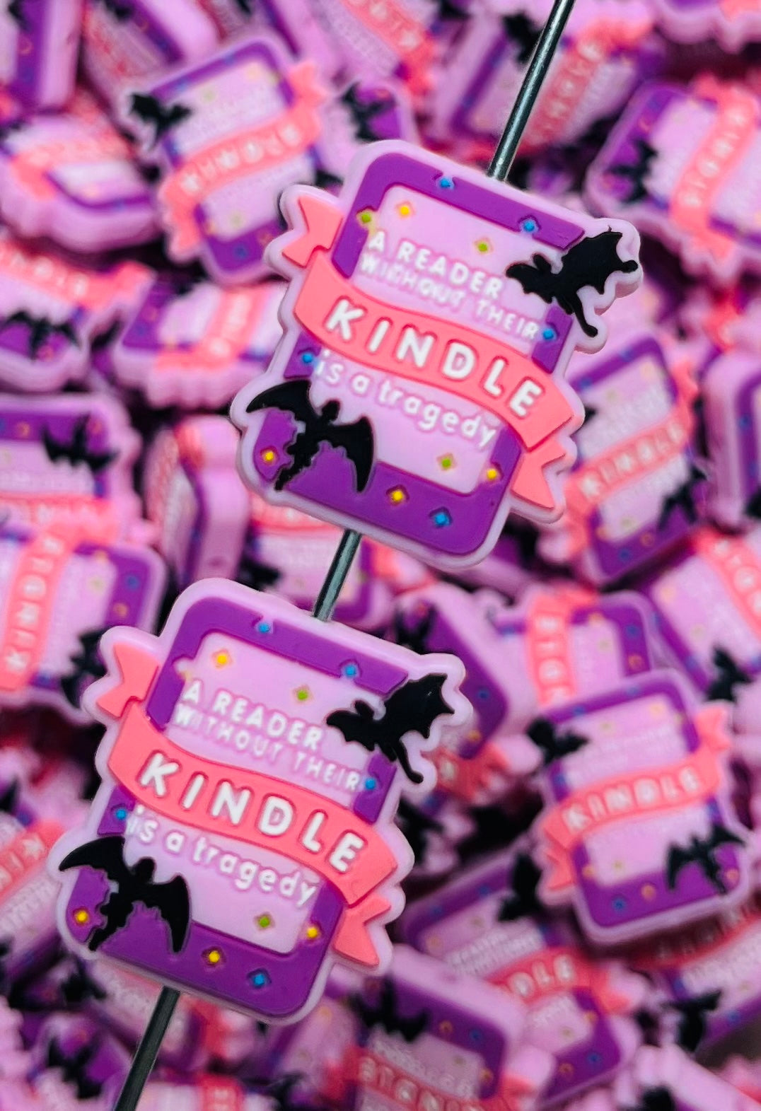 B- A Reader Without Their Kindle is a Tragedy EXCLUSIVE Silicone Focal Bead