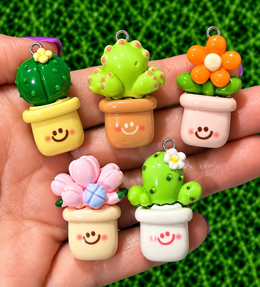 *Bead Mix #574- Happy Succulents Resin Charms, Bag Charms