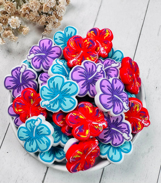 Hibiscus Focal Silicone Bead, Flower Focal Silicone Bead