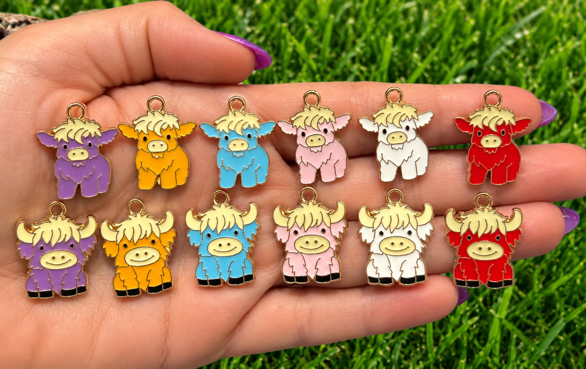 *Bead Mix #632 - Highland Cow Charms, Western Bag Charms