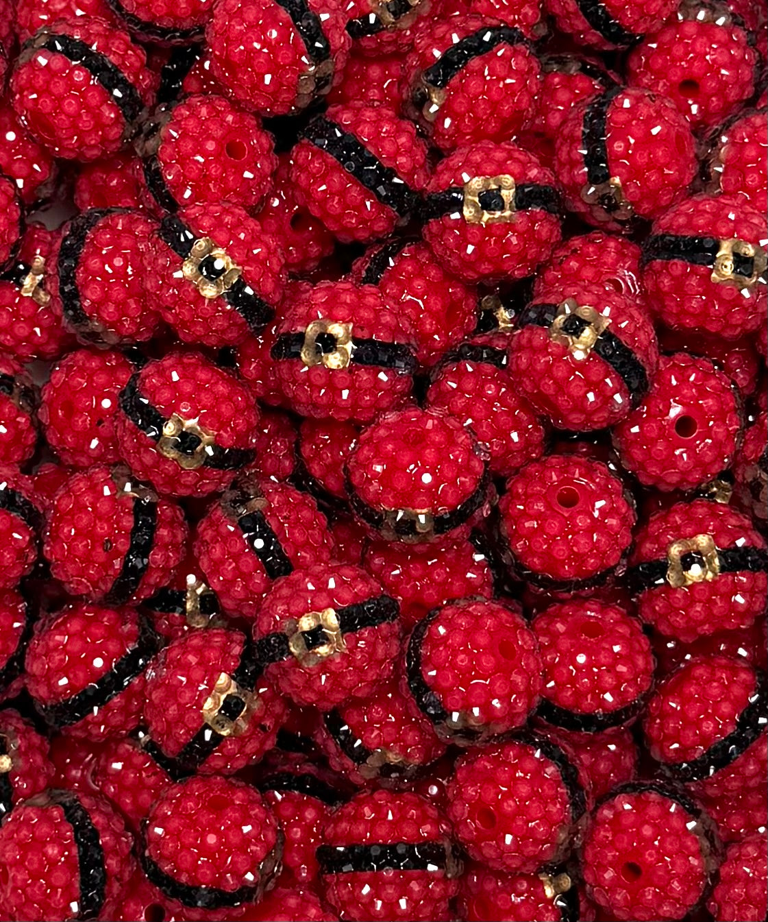 20mm Santa Belt Rhinestone Round Acrylic Beads