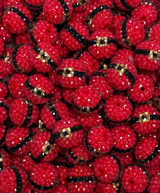 20mm Santa Belt Rhinestone Round Acrylic Beads