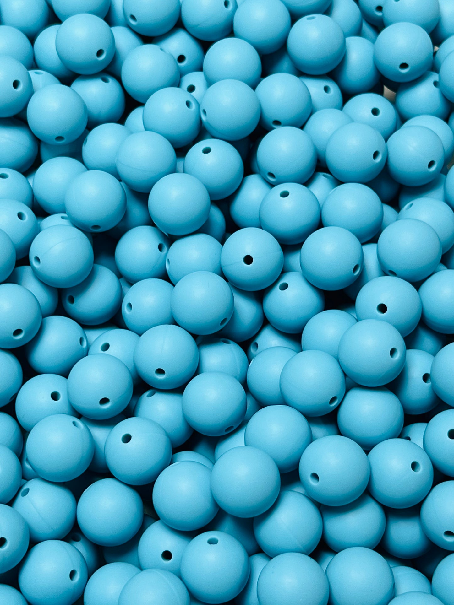 15mm Solid Ocean Blue Round Silicone Beads