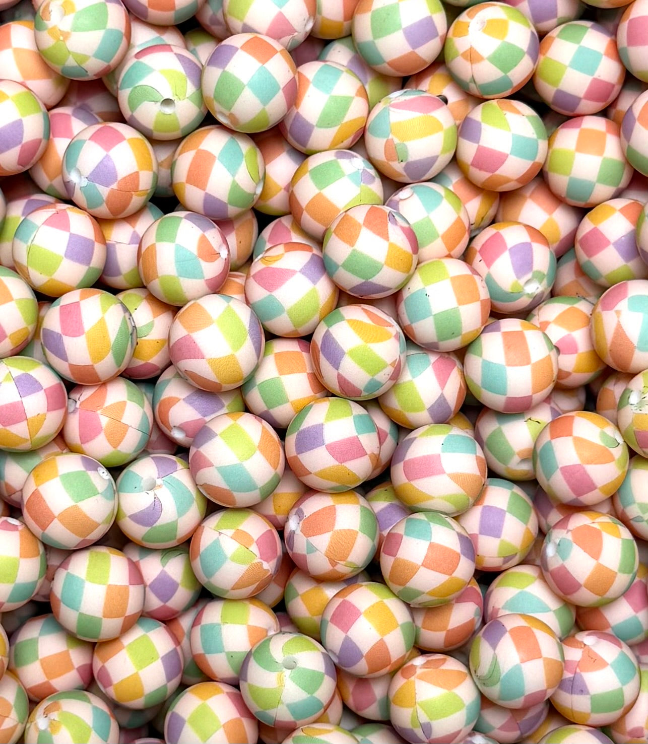 15mm Print Fruity Checker EXCLUSIVE Round Silicone Beads